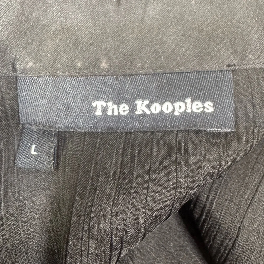 THE KOOPLES Sheer Button Front Striped Shirt w/ Accent Tie Collar BLACK / LARGE - Picture 12 of 15